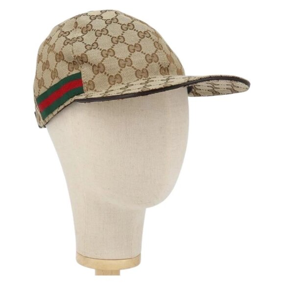 Gucci Accessories - GUCCI GG Canvas baseball Cap M Beige Red Green 200035 Auth am9353